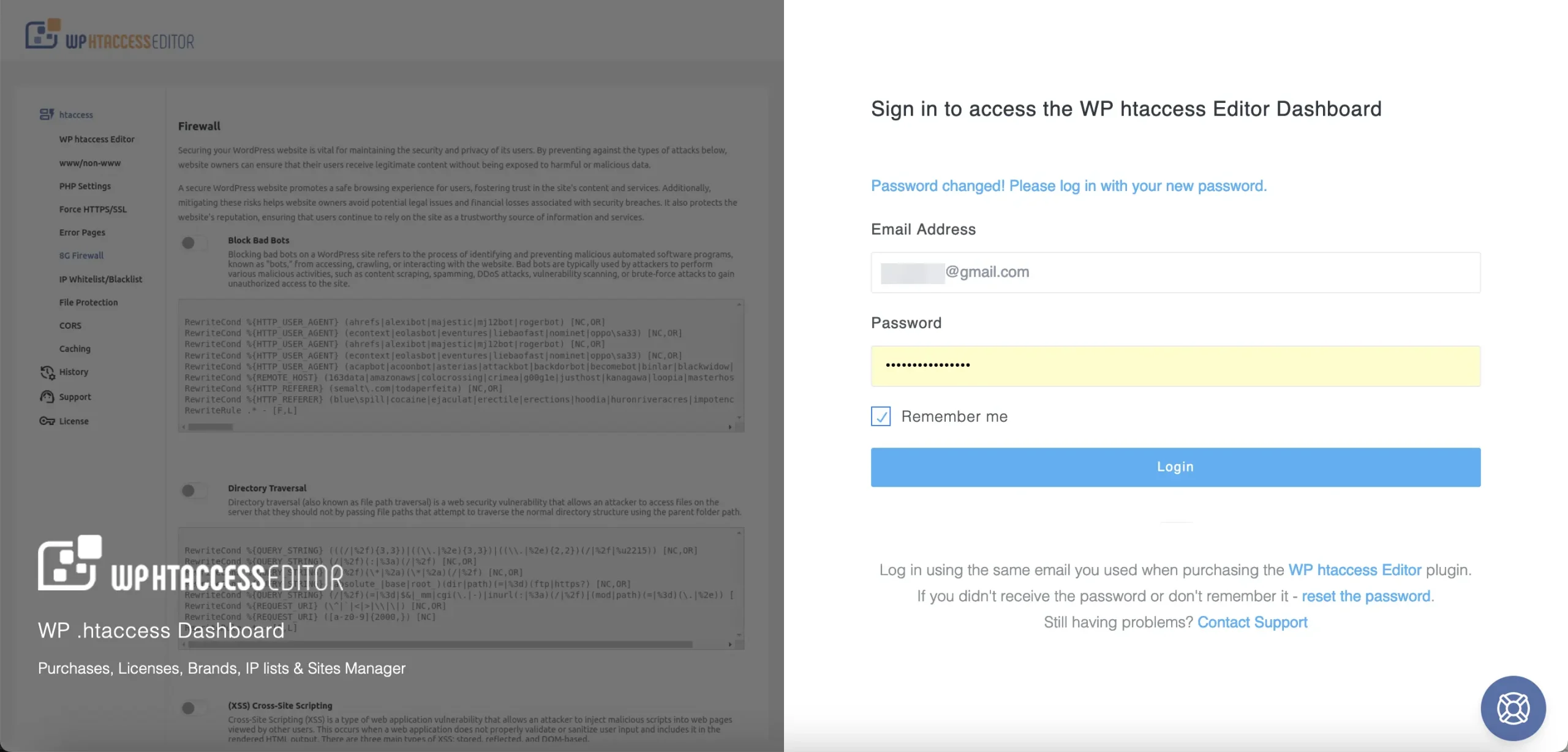 WP htaccess dashboard login screen